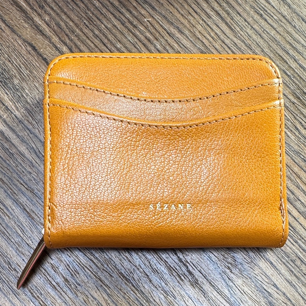 Sézane Orange Leather Wallet